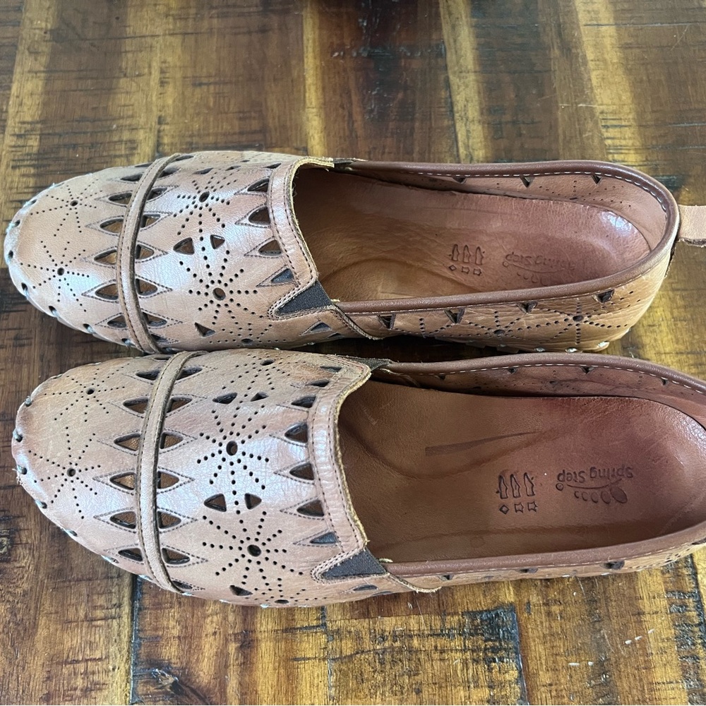 Spring Step Brown Flats with Perforated Design